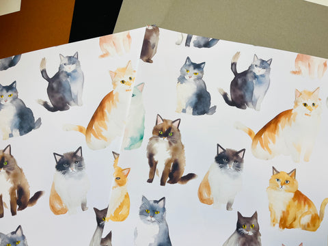 Printed Paper Custom Pack Cats Watercolor