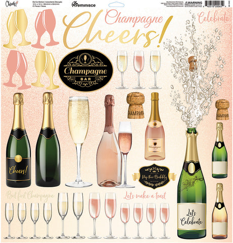 Bubbly Champagne Reminisce Stickers Sheet