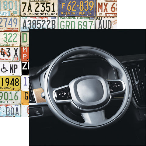 Driver's Seat Steering Wheel Scrapbook Paper