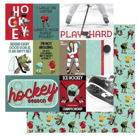 Hockey Play Hard Scrapbook Paper
