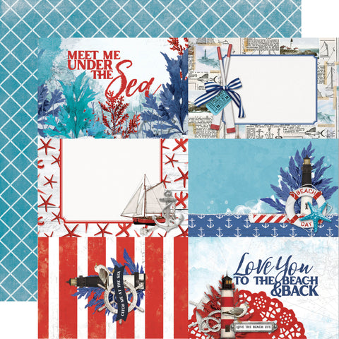 Nautical Vintage Seas Beach 4x6 Scrapbook Paper
