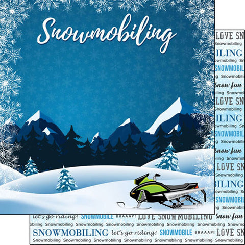 Winter Sports Snowmobiling Scrapbook Paper