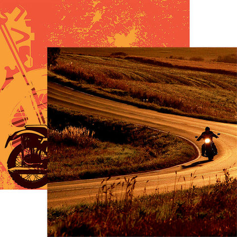 Motorcycle Easy Rider Backroads Scrapbook Paper