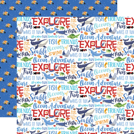 Fish Friends Ocean Words Scrapbook Paper