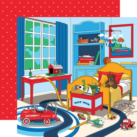Little Boy Playroom Toys Scrapbook Paper