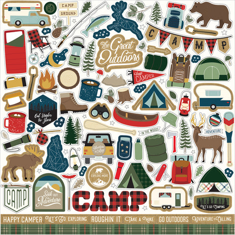 Echo Park Stickers Sheet Lets Go Camping