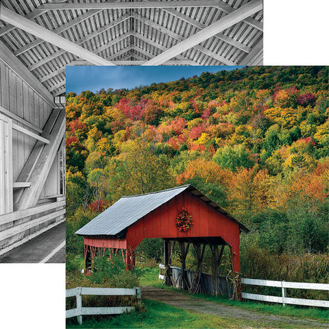 Covered Bridges Fall Scrapbook Paper