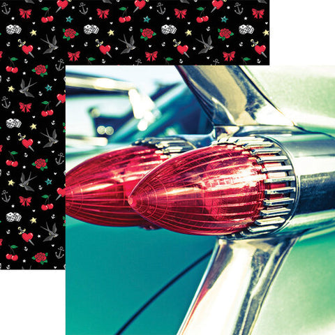 Rockabilly Oldies Classic Ride Scrapbook Paper